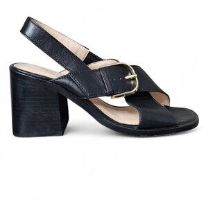 Kate Spade Raleigh Strappy Leather Retro Chunky Heel Black Slingback Sandal